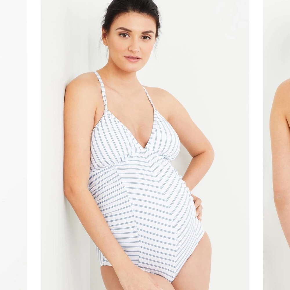 Splendid maternity striped one piece bathing suit